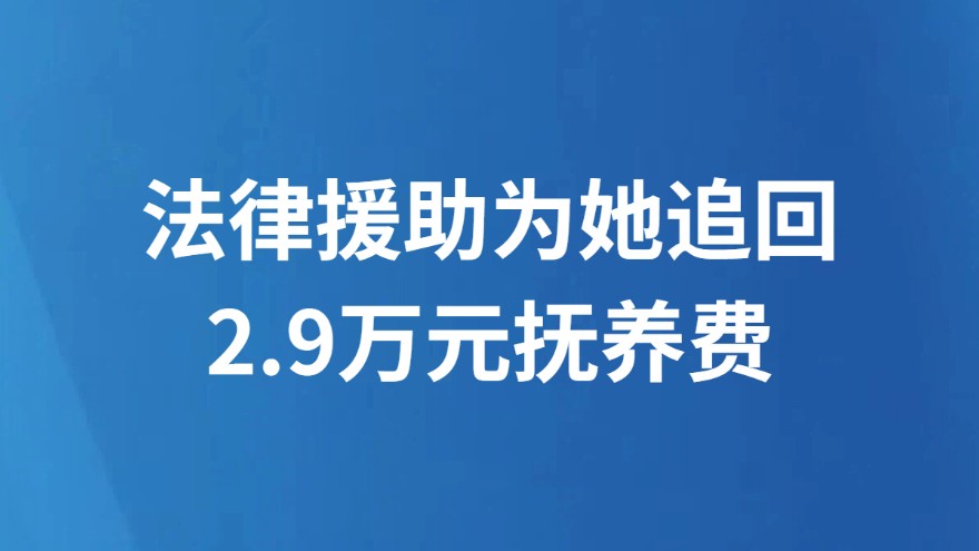 法律援助为她追回2.9万元抚养费