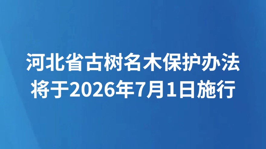 河北省古树名木保护办法将于2026年7月1日施行