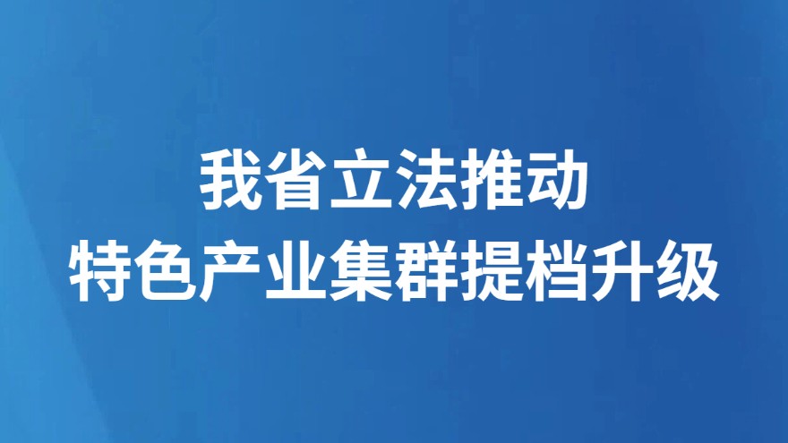 我省立法推动特色产业集群提档升级