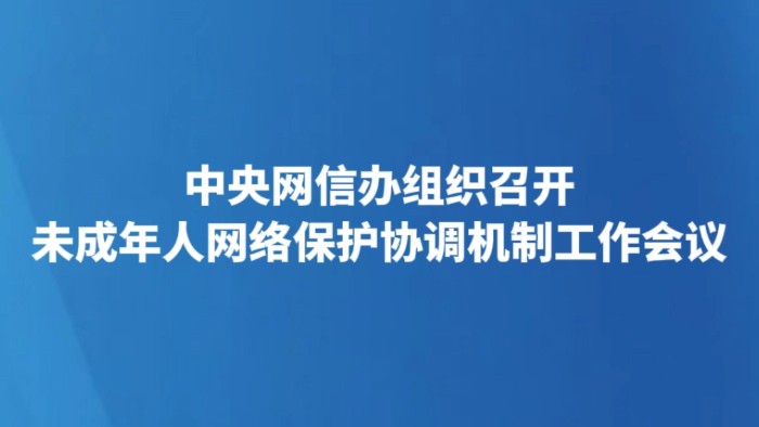 中央网信办组织召开未成年人网络保护协调机制工作会议