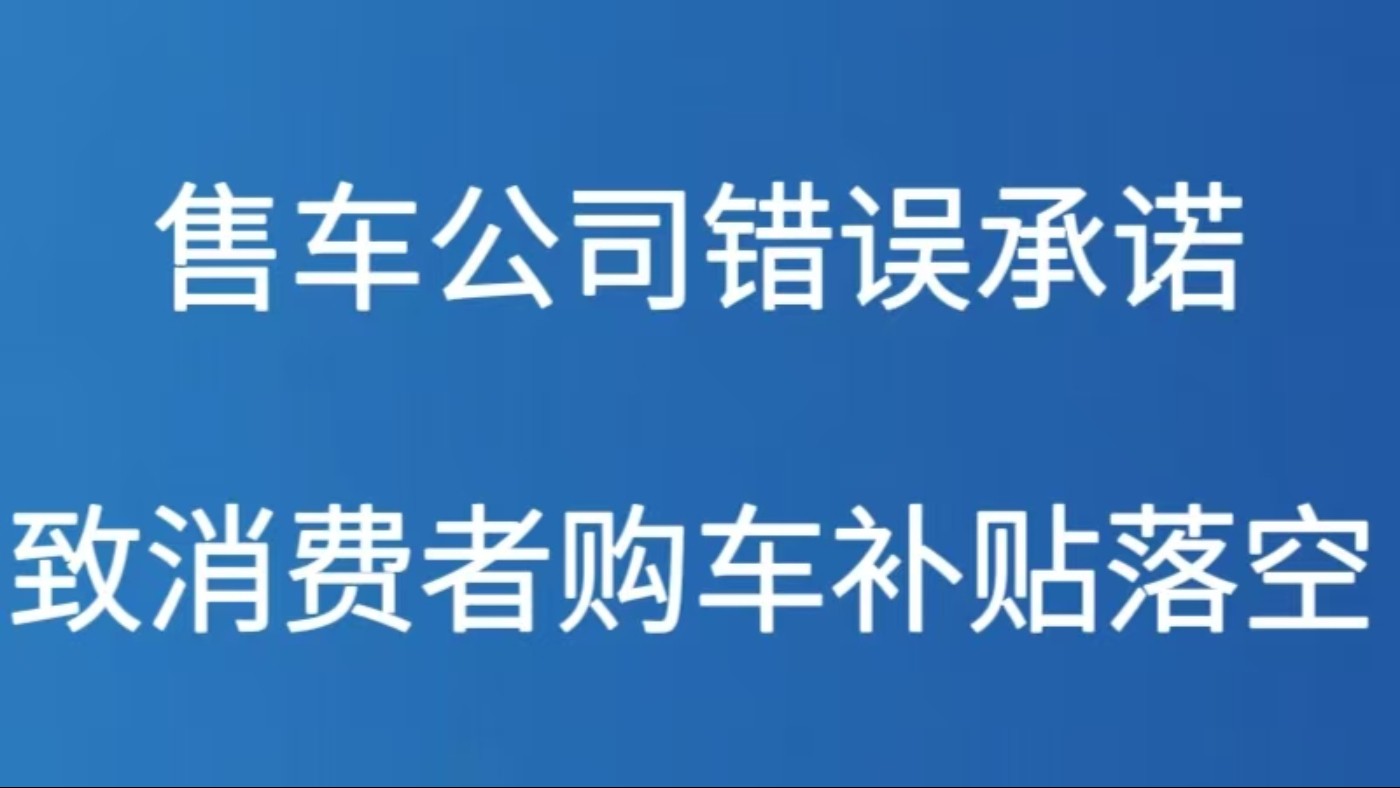 售车公司错误承诺致消费者购车补贴落空