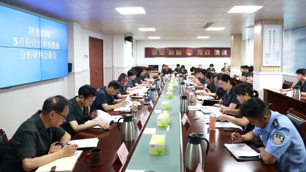 河南省南阳市卧龙区法院召开5月份司法审执数据分析研判会商会