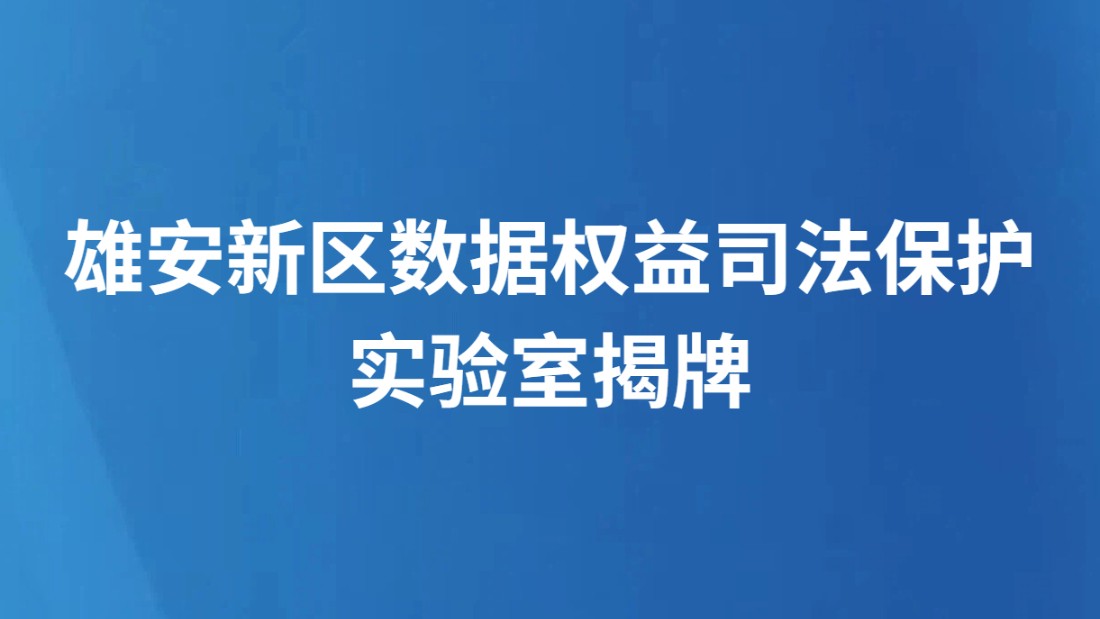 雄安新区数据权益司法保护实验室揭牌