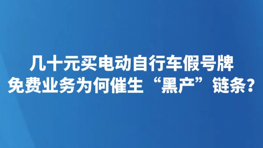 几十元买电动自行车假号牌 免费业务为何催生“黑产”链条？