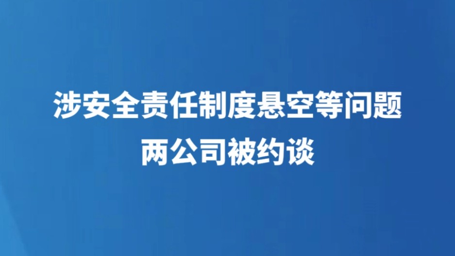 涉安全责任制度悬空等问题 两公司被约谈