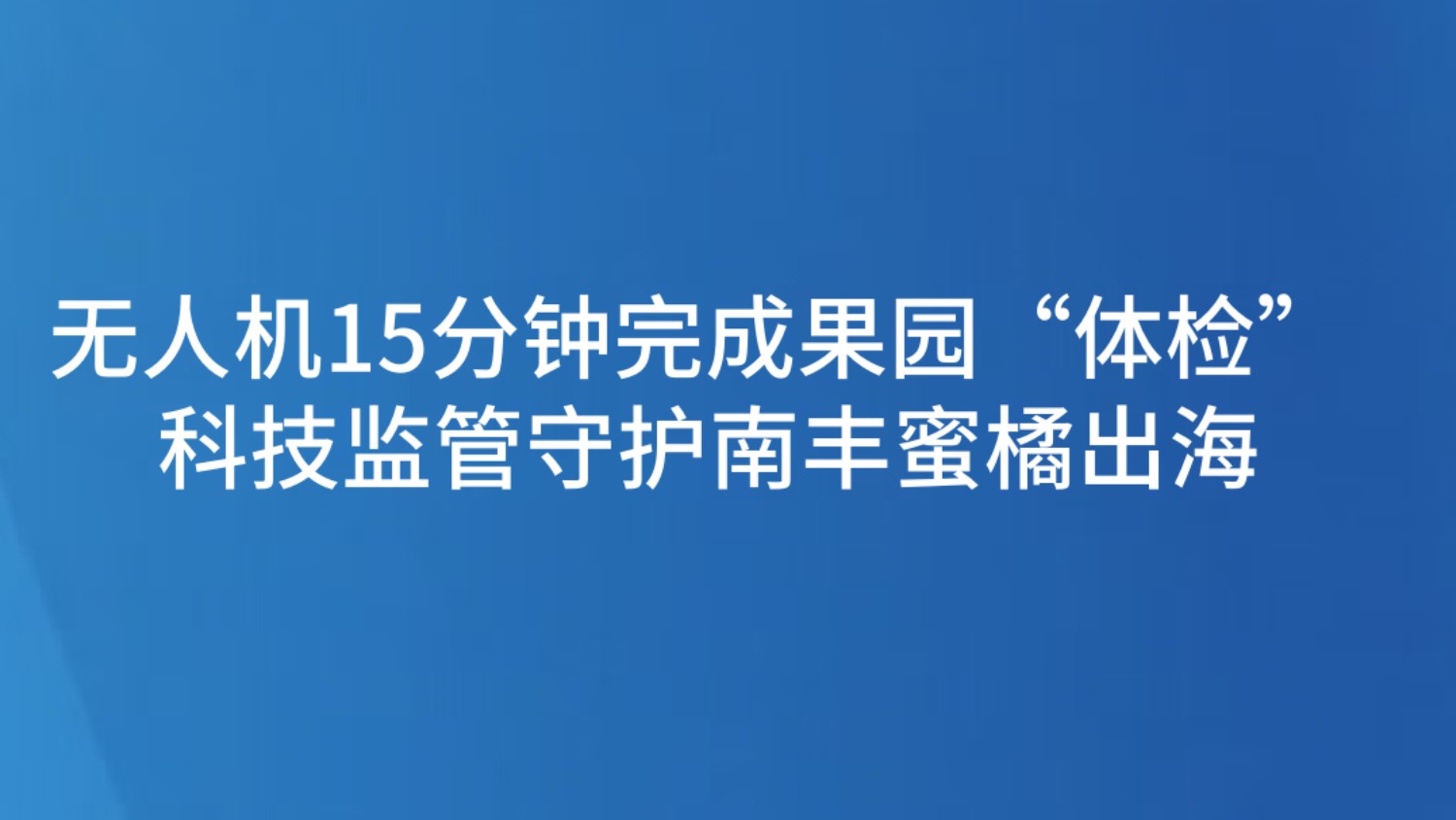 无人机15分钟完成果园“体检” 科技监管守护南丰蜜橘出海