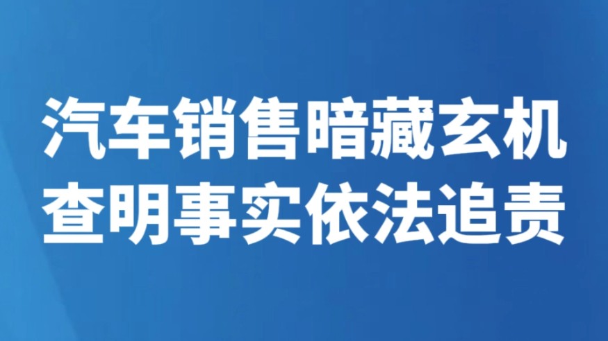汽车销售暗藏玄机 查明事实依法追责