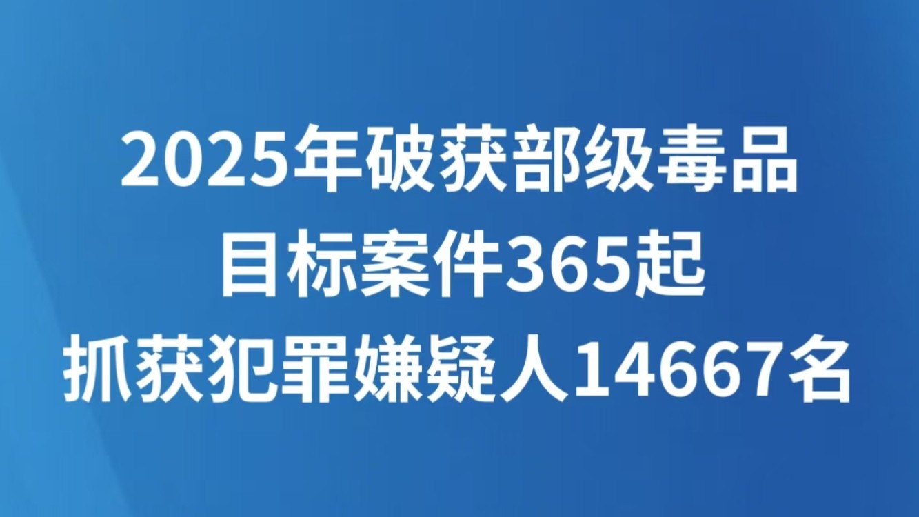 2025年破获部级毒品目标案件365起 抓获犯罪嫌疑人14667名