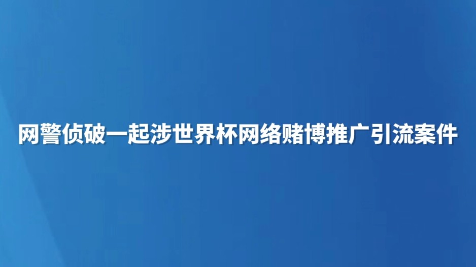 网警侦破一起涉世界杯网络赌博推广引流案件