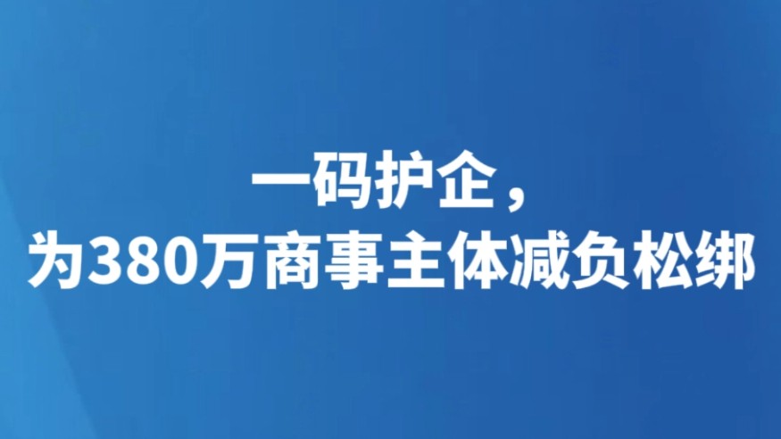 一码护企，为380万商事主体减负松绑