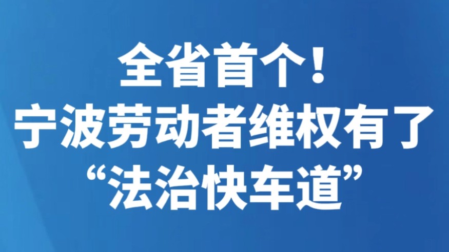 全省首个！宁波劳动者维权有了“法治快车道”