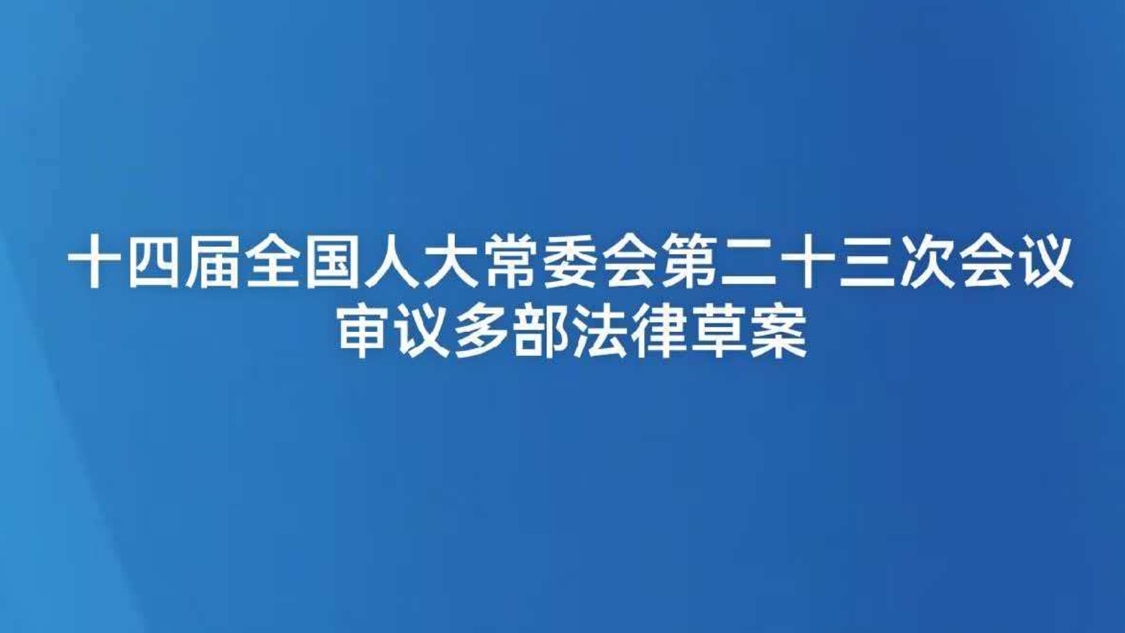 十四届全国人大常委会第二十三次会议审议多部法律草案