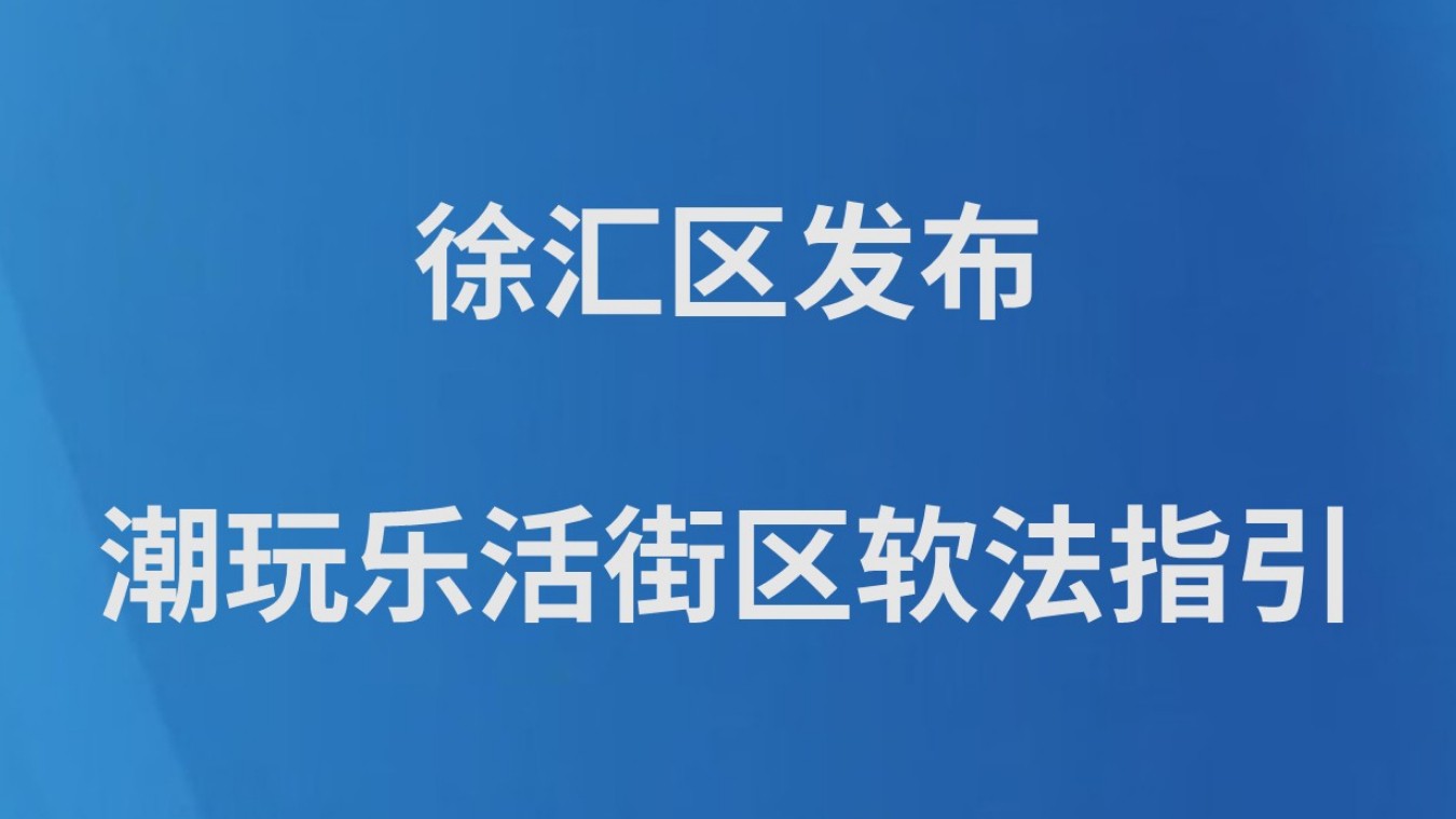 徐汇区发布潮玩乐活街区软法指引