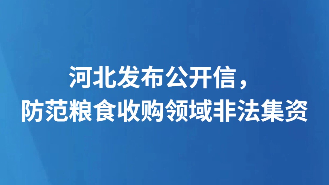 河北发布公开信，防范粮食收购领域非法集资