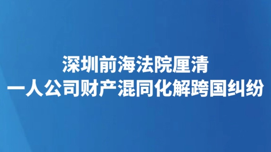 深圳前海法院厘清一人公司财产混同化解跨国纠纷