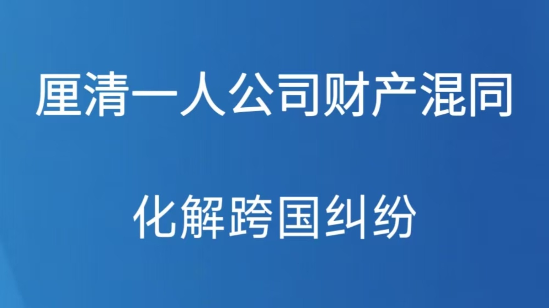 厘清一人公司财产混同化解跨国纠纷