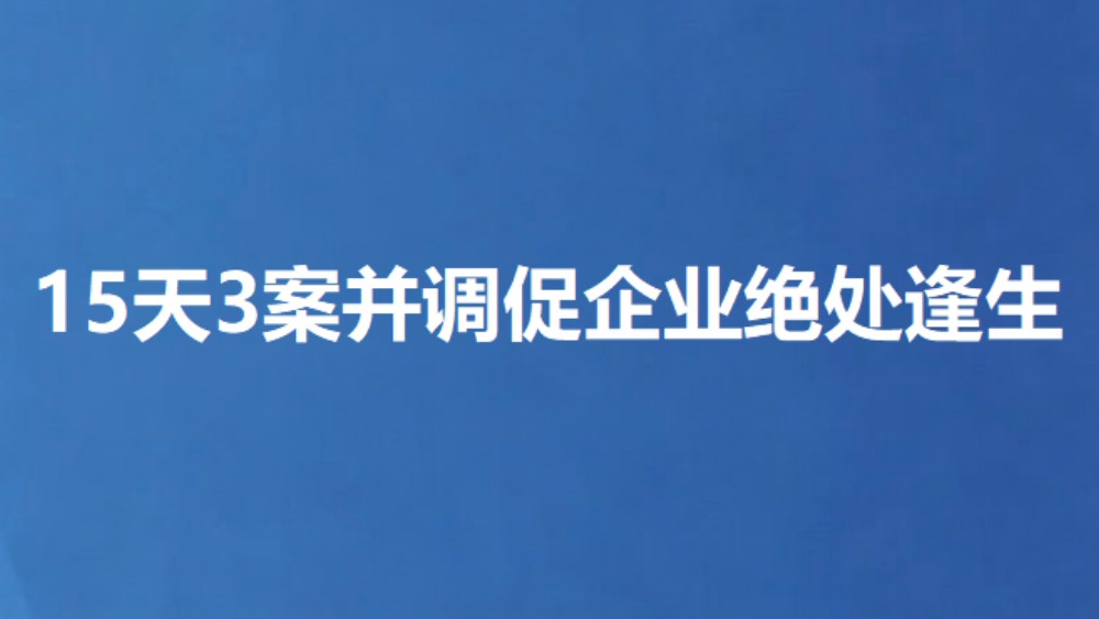 15天3案并调促企业绝处逢生