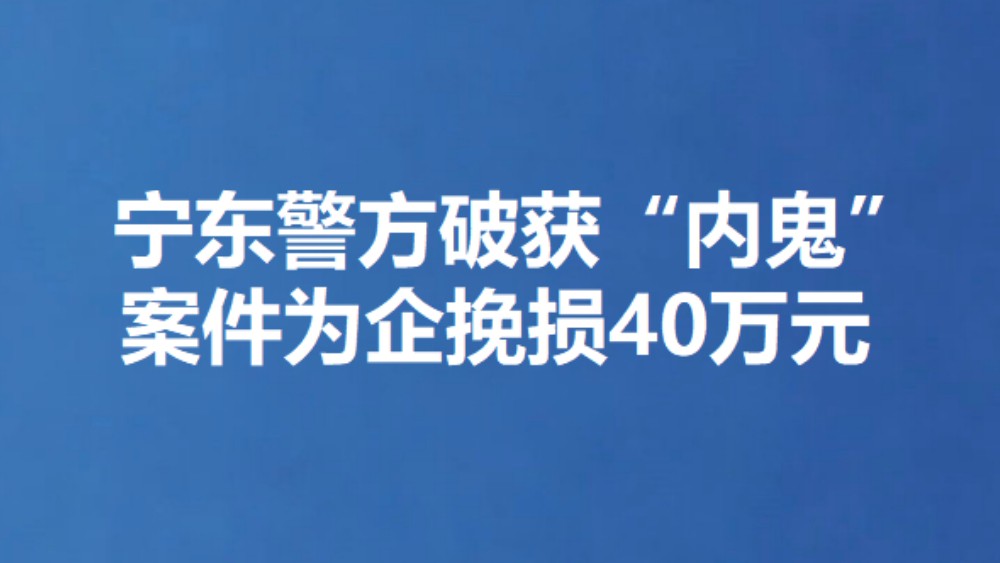 宁东警方破获“内鬼”案件为企挽损40万元