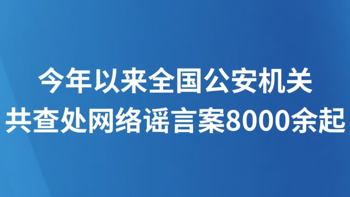 今年以来全国公安机关共查处网络谣言案8000余起