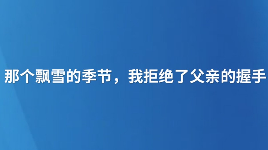 那个飘雪的季节，我拒绝了父亲的握手