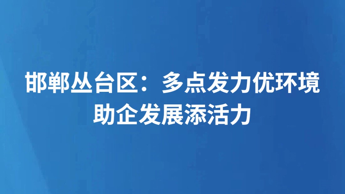 邯郸丛台区：多点发力优环境 助企发展添活力