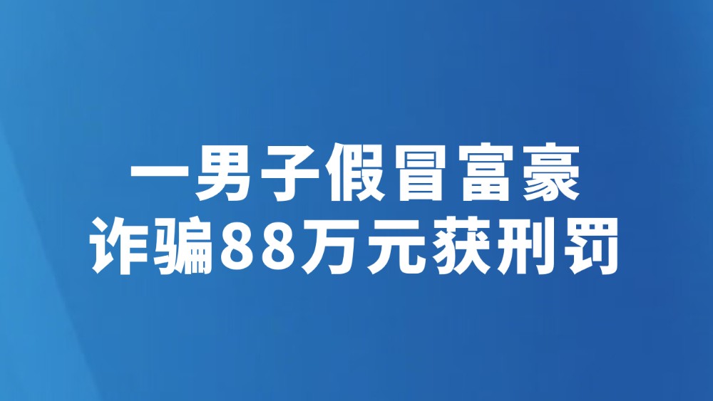 一男子假冒富豪诈骗88万元获刑罚