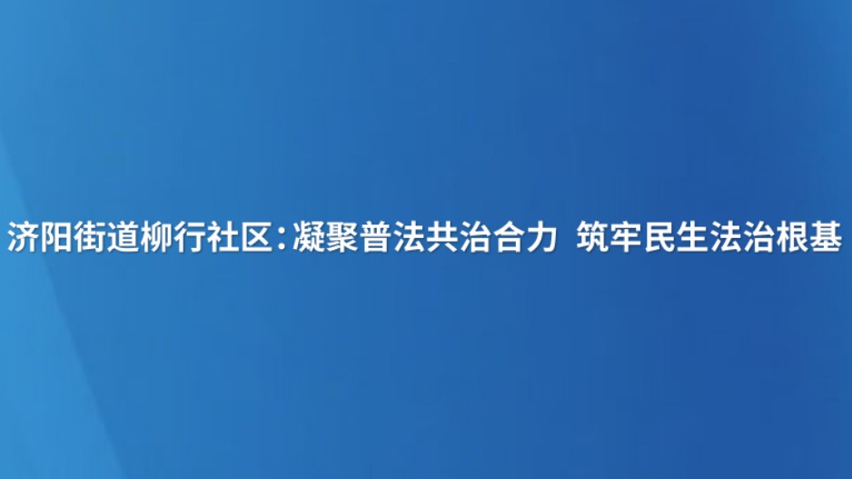 济阳街道柳行社区：凝聚普法共治合力 筑牢民生法治根基