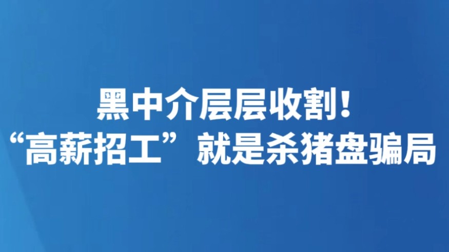 黑中介层层收割！“高薪招工”就是杀猪盘骗局