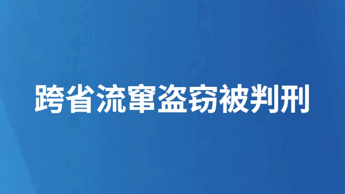 跨省流窜盗窃被判刑
