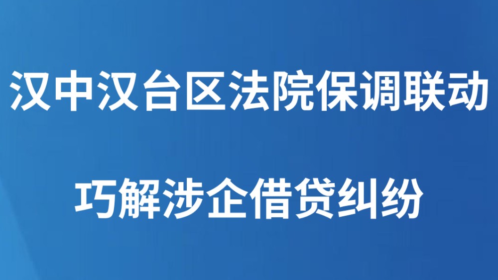 汉中汉台区法院保调联动巧解涉企借贷纠纷