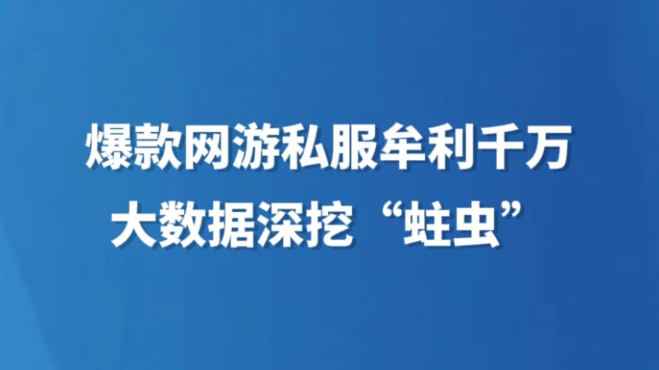 爆款网游私服牟利千万 大数据深挖“蛀虫”
