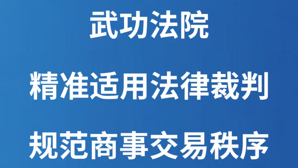 武功法院：精准适用法律裁判 规范商事交易秩序