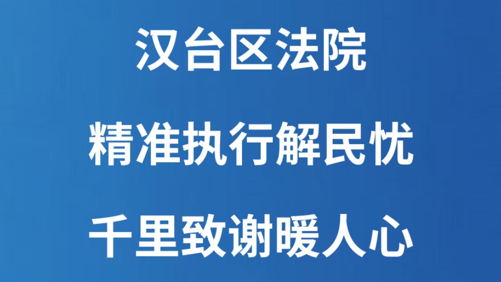 汉台区法院：精准执行解民忧 千里致谢暖人心