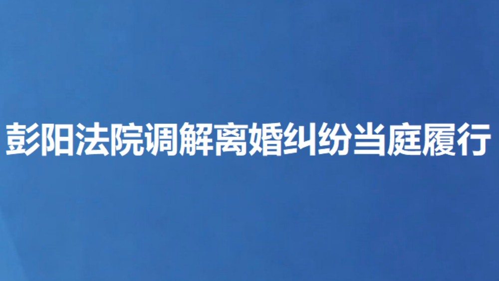 彭阳法院调解离婚纠纷当庭履行