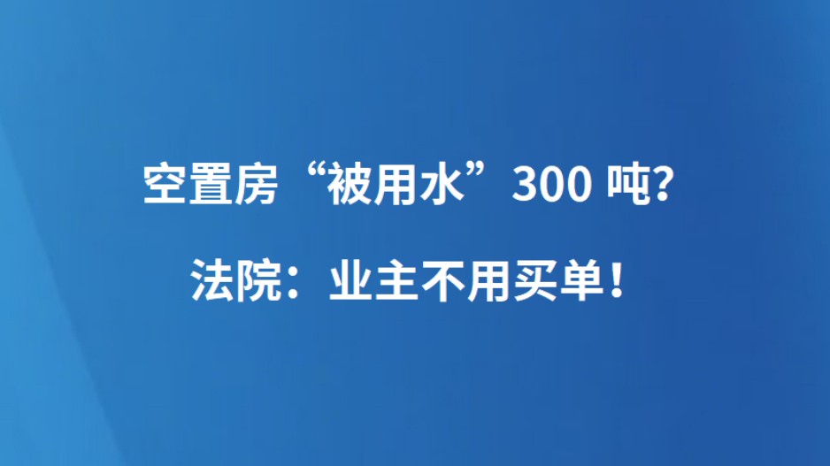 空置房“被用水”300吨？法院：业主不用买单！