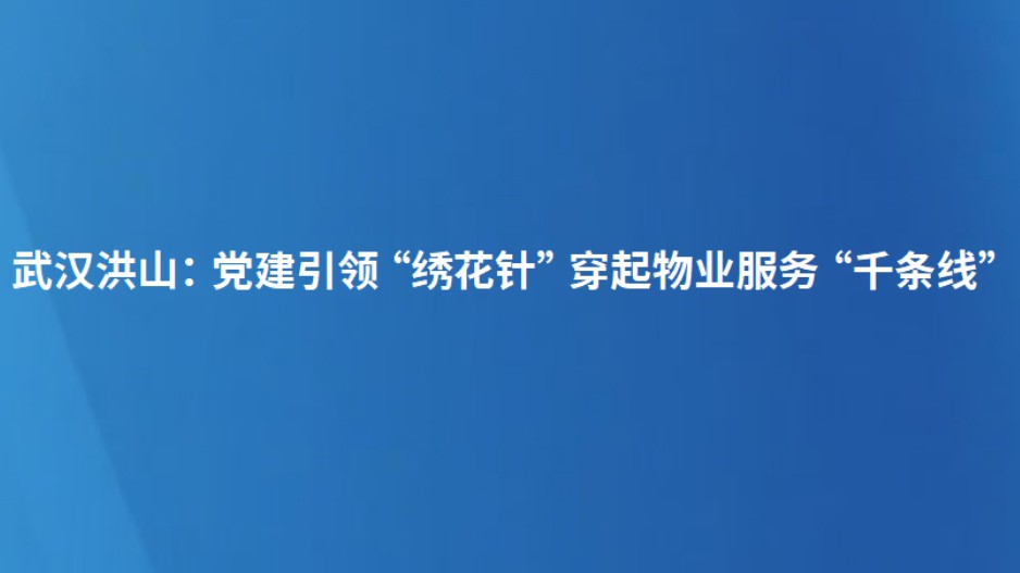 武汉洪山：党建引领“绣花针”穿起物业服务“千条线”