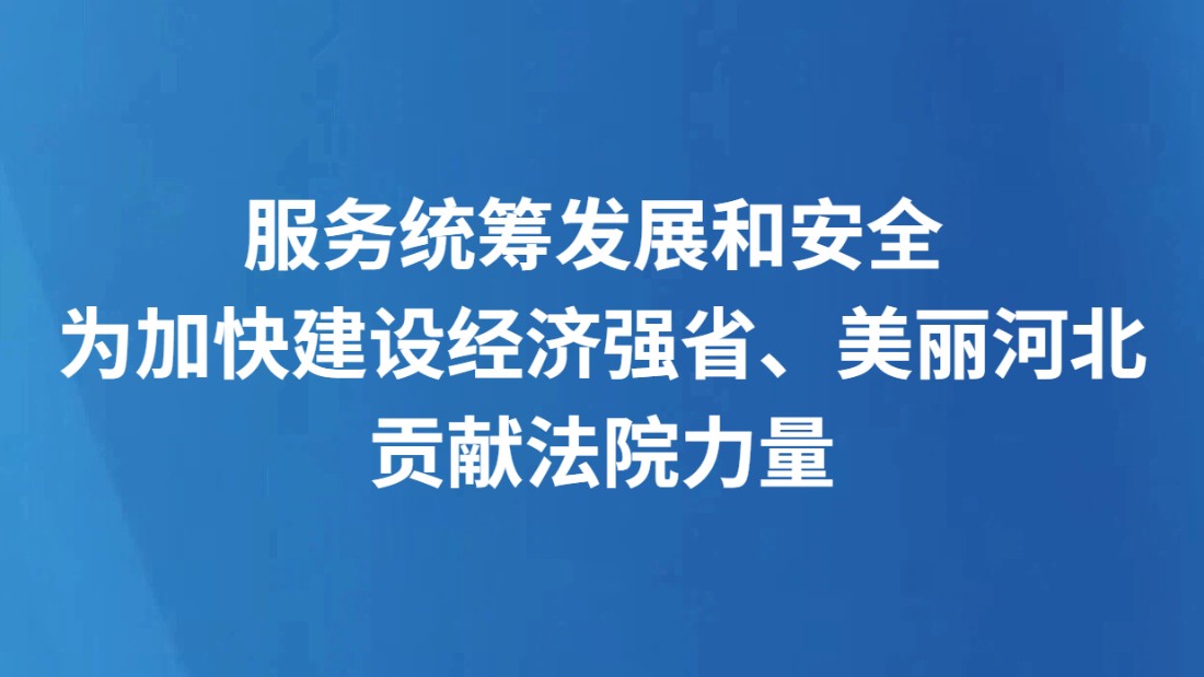 服务统筹发展和安全  为加快建设经济强省、美丽河北贡献法院力量