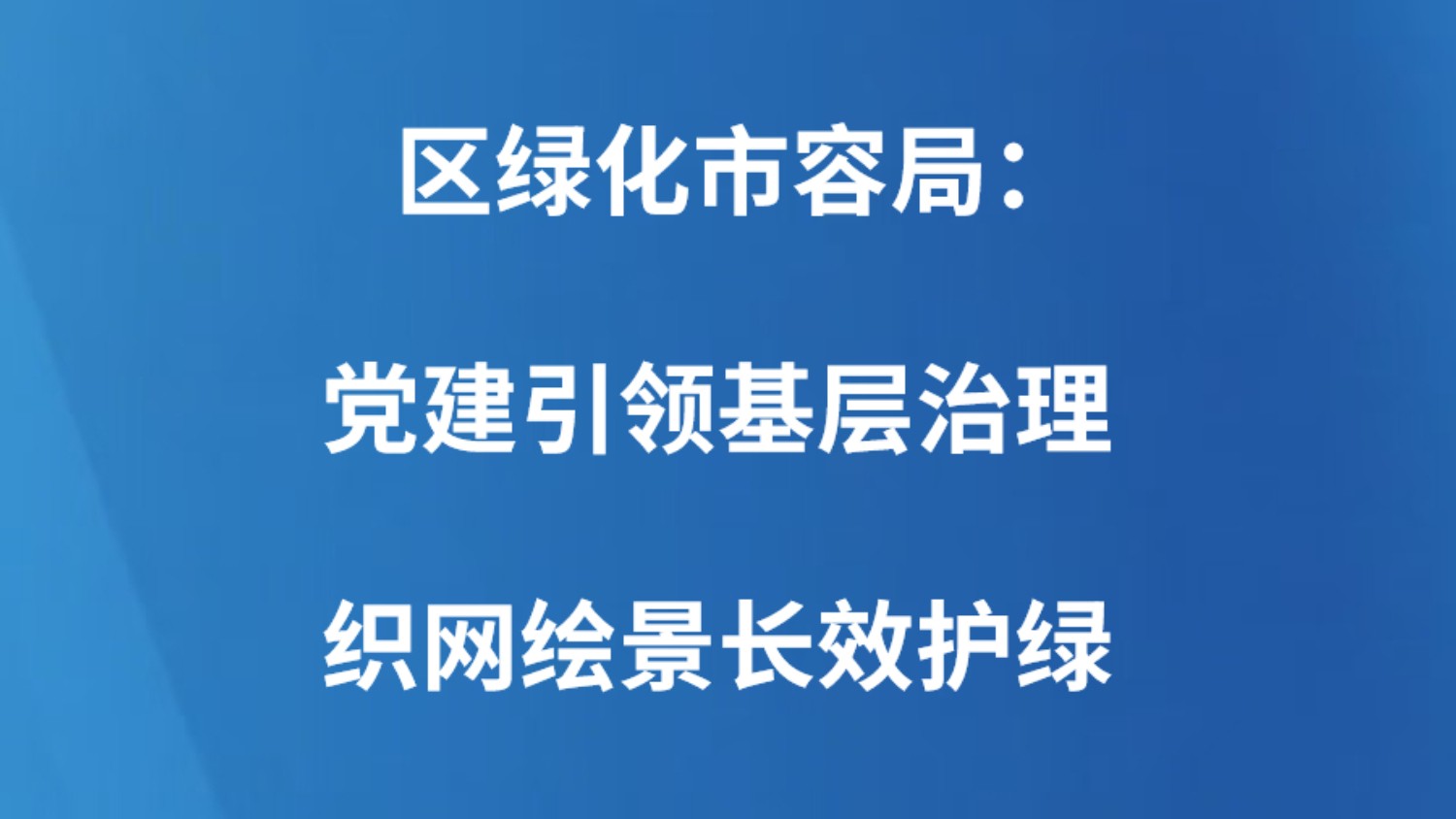 区绿化市容局：党建引领基层治理 织网绘景长效护绿