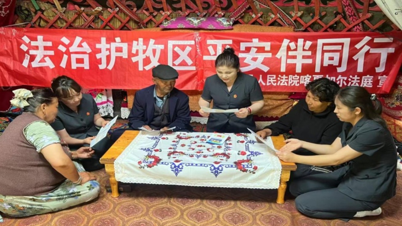 新疆昭苏县人民法院喀夏加尔人民法庭开展“送法进牧区”普法宣传活动