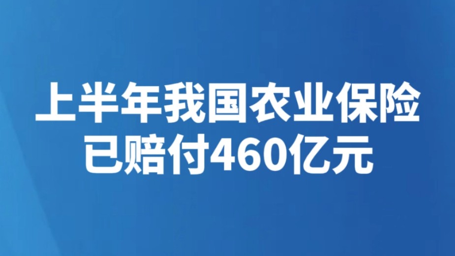 上半年我国农业保险已赔付460亿元