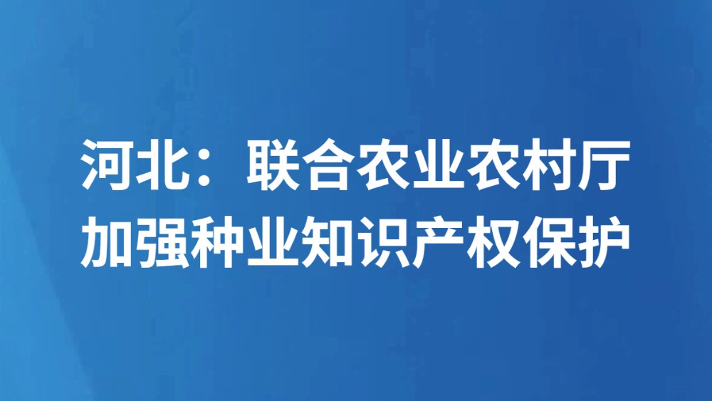 河北：联合农业农村厅加强种业知识产权保护