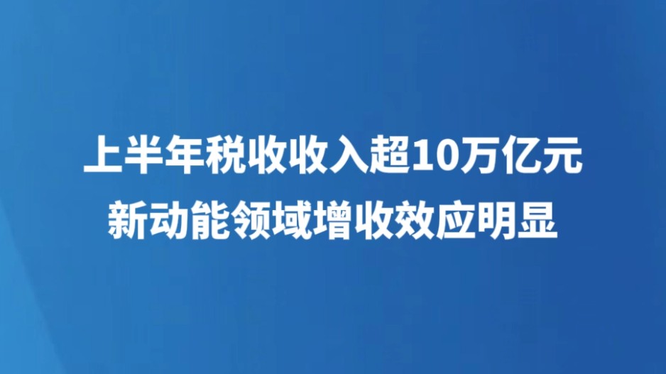 上半年税收收入超10万亿元 新动能领域增收效应明显