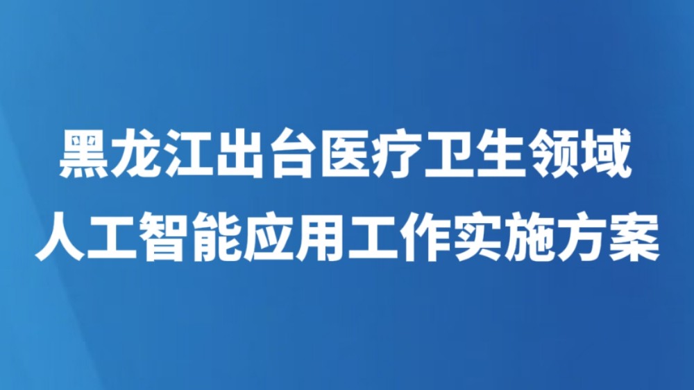 黑龙江出台医疗卫生领域人工智能应用工作实施方案