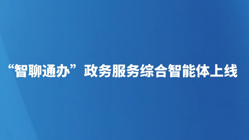 “智聊通办”政务服务综合智能体上线