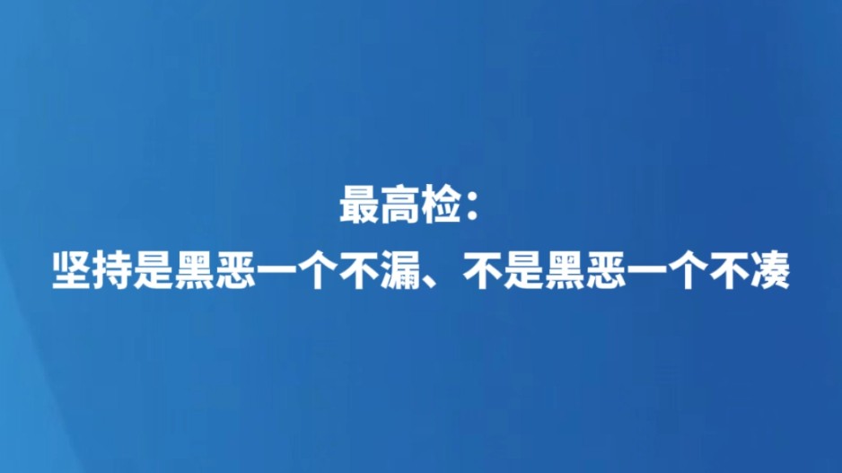 最高检：坚持是黑恶一个不漏、不是黑恶一个不凑
