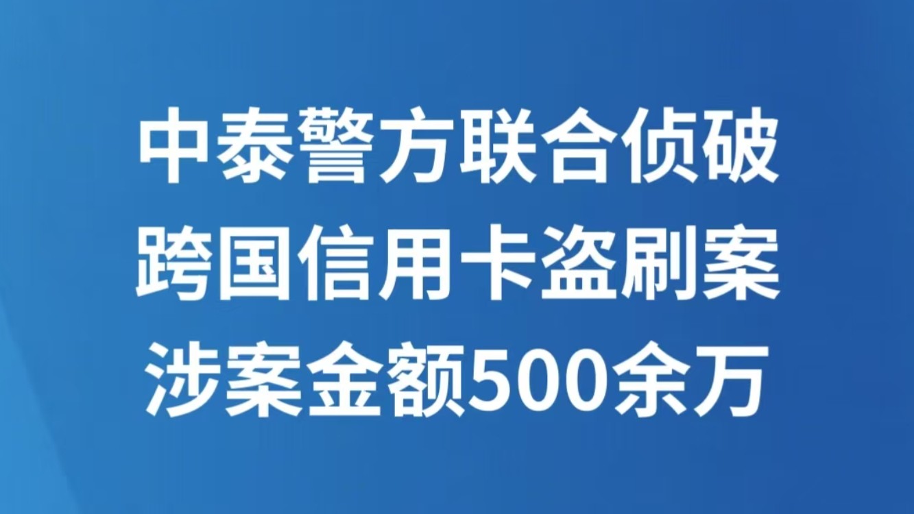 中泰警方联合侦破跨国信用卡盗刷案 涉案金额500余万