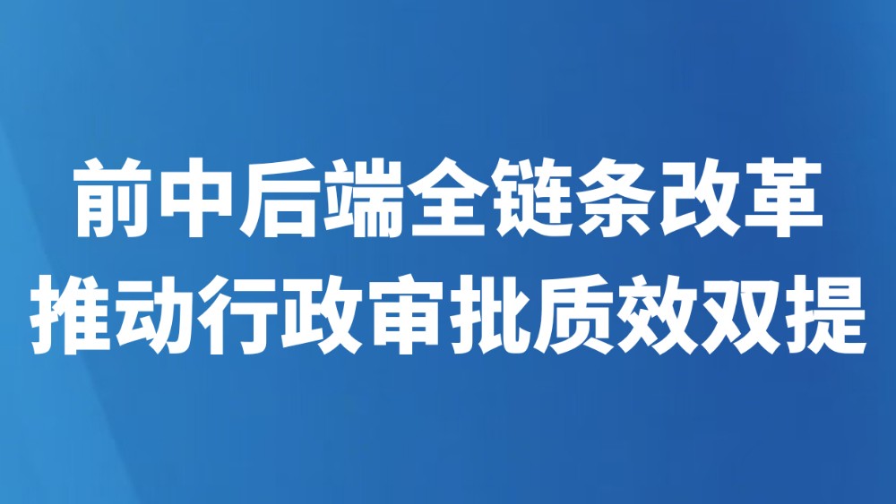前中后端全链条改革 推动行政审批质效双提