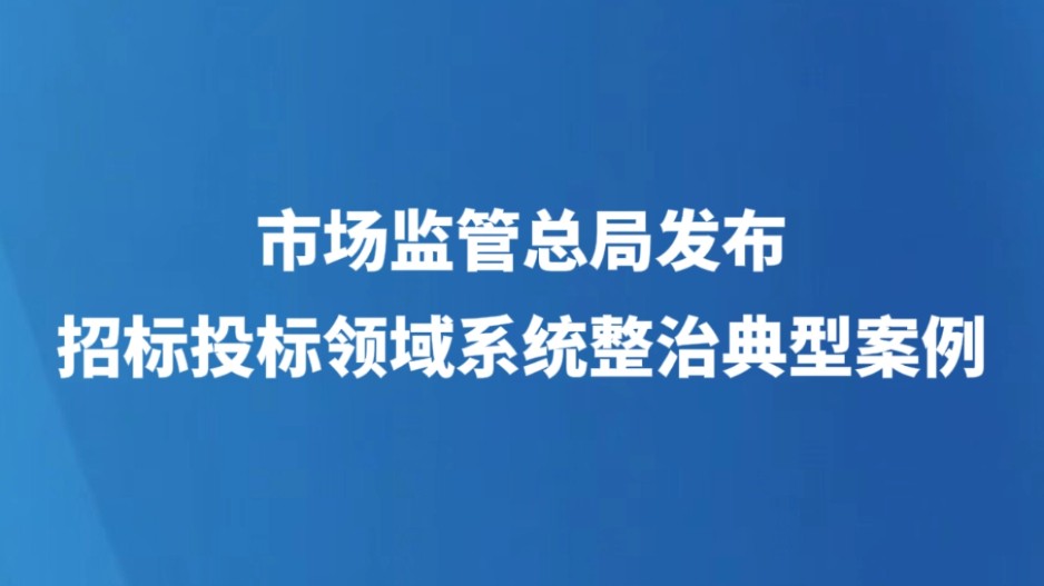 市场监管总局发布招标投标领域系统整治典型案例