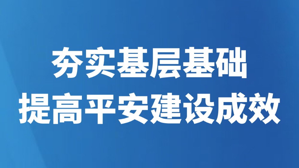 夯实基层基础提高平安建设成效