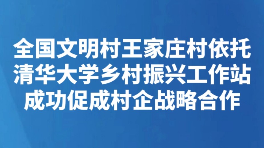 全国文明村王家庄村依托清华大学乡村振兴工作站成功促成村企战略合作